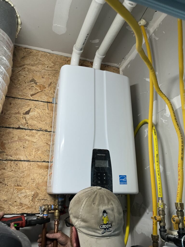 A Navien tankless water heater.