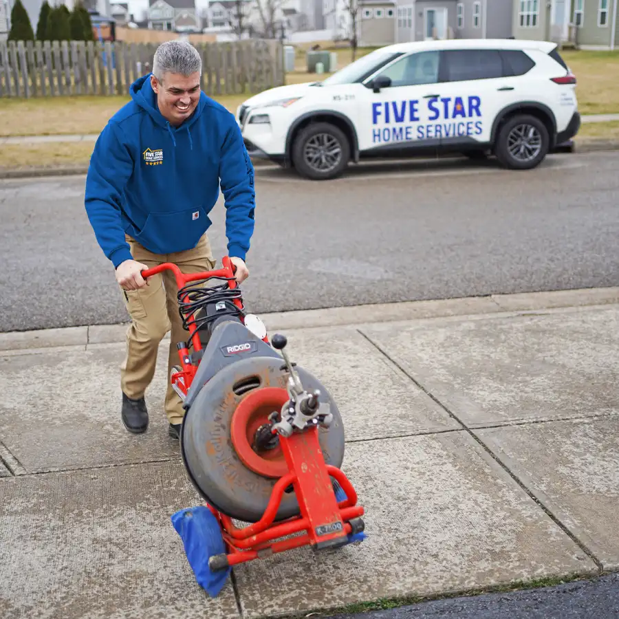 Plumbing rolling in sewer line repair equipment